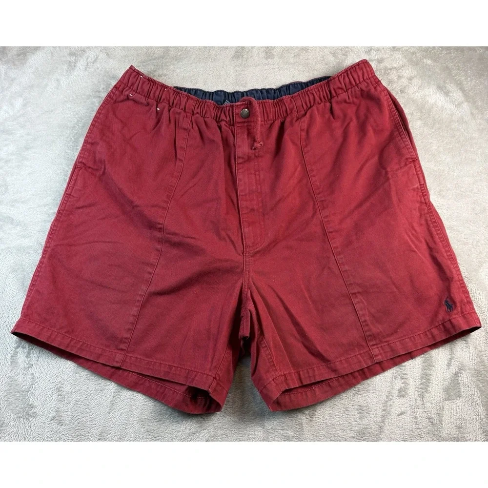 Y2k Polo Ralph Lauren Shorts Mens XXL Khaki Red Classic Fit Drawstring Cotton